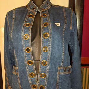 Ca.sual by C.A.Sport Big Grommet Denim Jacket sz L